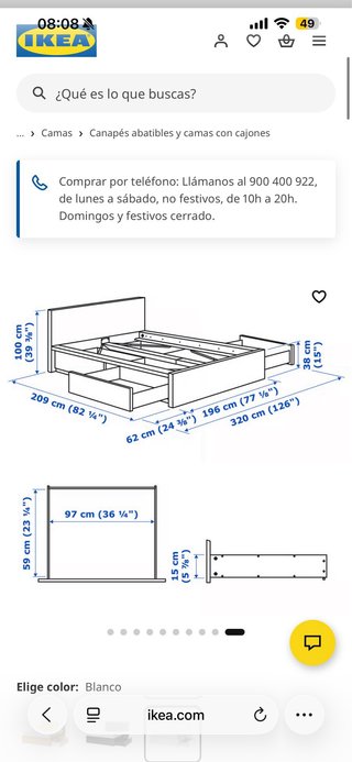 Cama blanca con cajones