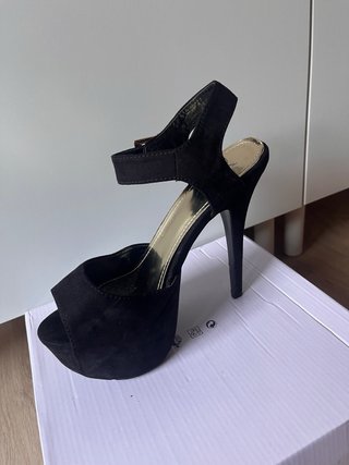 Zapato tacón plataforma terciopelo negro talla 39