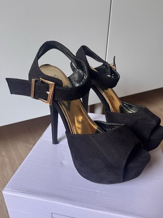 Zapato tacón plataforma terciopelo negro talla 39