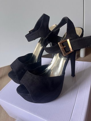 Zapato tacón plataforma terciopelo negro talla 39