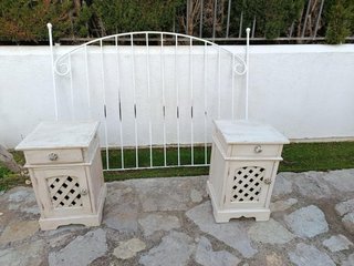 Mesita de noche vintage madera blanca