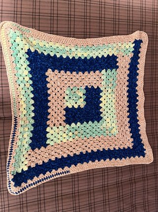 Manta de terciopelo beige y azul