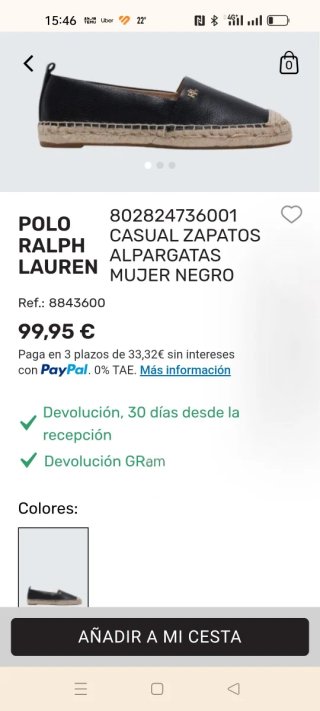 Alpargatas Ralph Lauren Negras Talla 39.