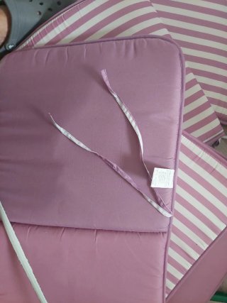 4 Cojines Rayas Rosa y Blanco Medida ancho 45 x 84