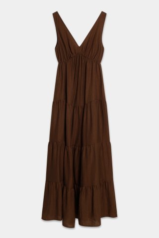 Vestido longo castanho