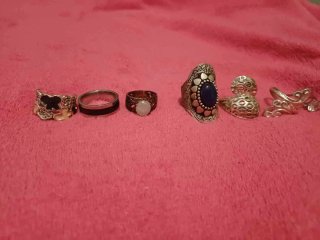 Lote de 7 anillos plateados y azules