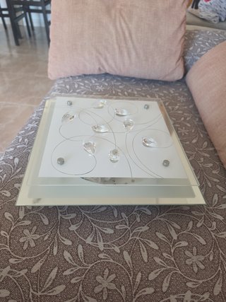 Platón cuadrado de cristal decorado 32x32