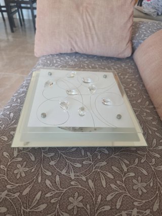Platón cuadrado de cristal decorado 32x32