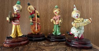 4 Figuras Payasos Musicales Cerámica