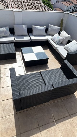 Conjunto de Muebles de Jardín Ratán Negro