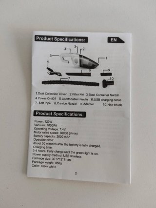 Aspirador de mano