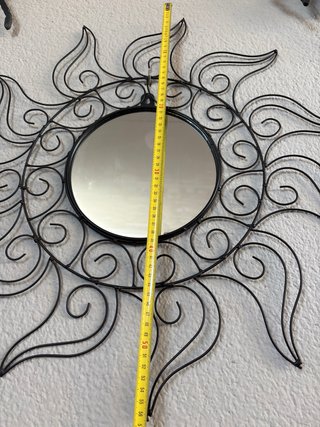 Specchio Decorativo Sole in Metallo Nero