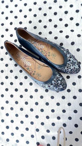 Zapatos planos Pitillos mujer azul y gris