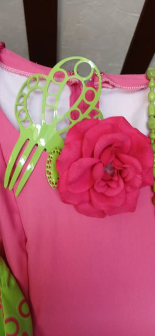Traje Flamenca Rosa y Verde
