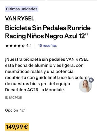 Bicicleta sin pedales Van Rysel