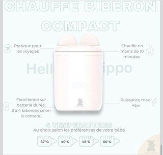 Calentador de Biberones Portátil Hello Hippo Nuevo