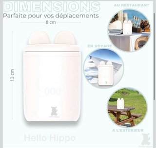 Calentador de Biberones Portátil Hello Hippo Nuevo