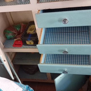 Mueble Cocina Vintage Azul y Blanco.