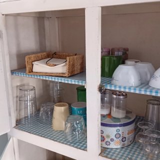 Mueble Cocina Vintage Azul y Blanco.