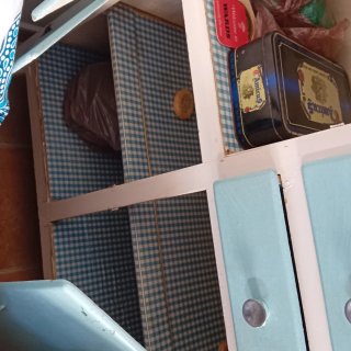 Mueble Cocina Vintage Azul y Blanco.