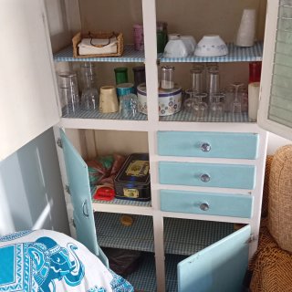 Mueble Cocina Vintage Azul y Blanco.