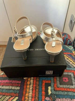 Zapatos de fiesta plateados mujer