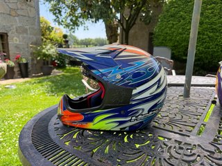 Casco de Enduro Azul y Naranja