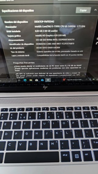 Portátil HP Intel Core i5 335GB 8 Gb RAM Táctil.