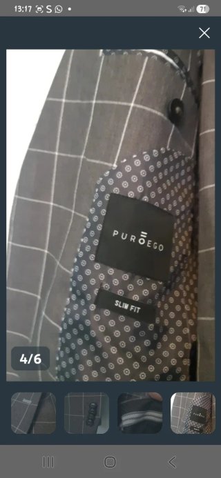 Traje de chaqueta a cuadros gris Talla M