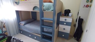 Litera infantil madera y azul
