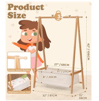 Perchero infantil madera con almacenaje