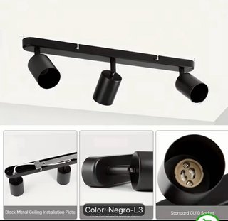 Lámpara Industrial 3 Focos Metal Negro