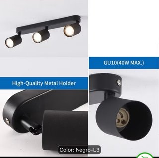 Lámpara Industrial 3 Focos Metal Negro