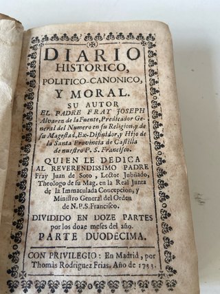 ILibros Antiguos 1733 Diario histórico politico...