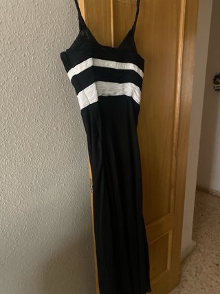 Vestido de fiesta largo negro y blanco