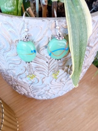 Pendientes Plata Cristal Murano Mar