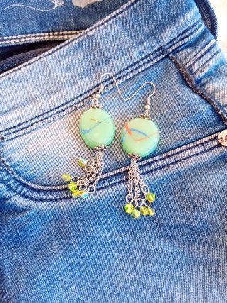 Pendientes Plata Cristal Murano Mar
