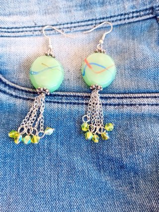 Pendientes Plata Cristal Murano Mar