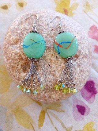 Pendientes Plata Cristal Murano Mar