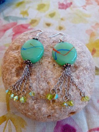 Pendientes Plata Cristal Murano Mar