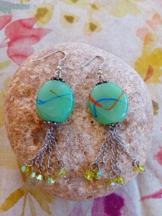 Pendientes Plata Cristal Murano Mar
