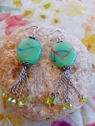 Pendientes Plata Cristal Murano Mar