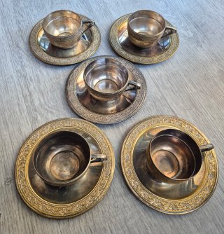 5 Tazas Vintage con Platillos