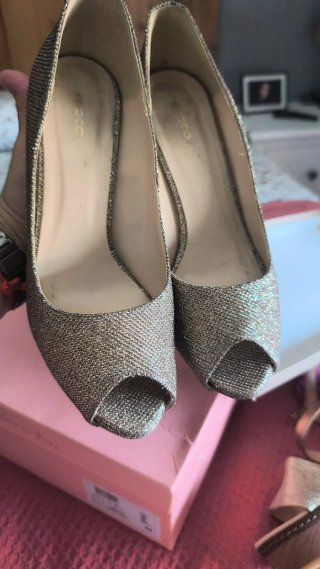 Zapatos de fiesta tacón abierto dorado/plateado
