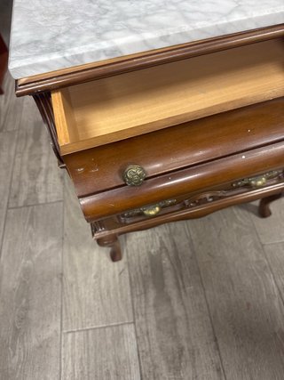 Mesita de noche vintage mármol y madera