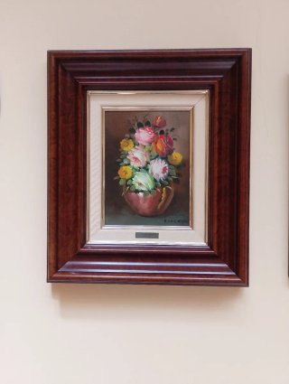 Cuadro Óleo Flores en Jarrón