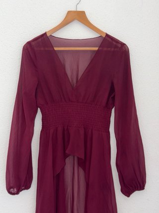 Blusa burdeos tela transparente