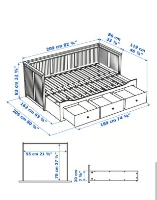 Cama nido Ikea 2 en 1 con 3 cajones en blanco
