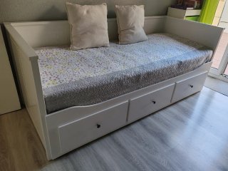 Cama nido Ikea 2 en 1 con 3 cajones en blanco