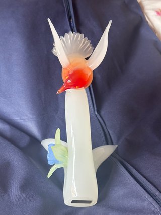 Figura Uccello in Cristallo di Murano Arancione Trasparente